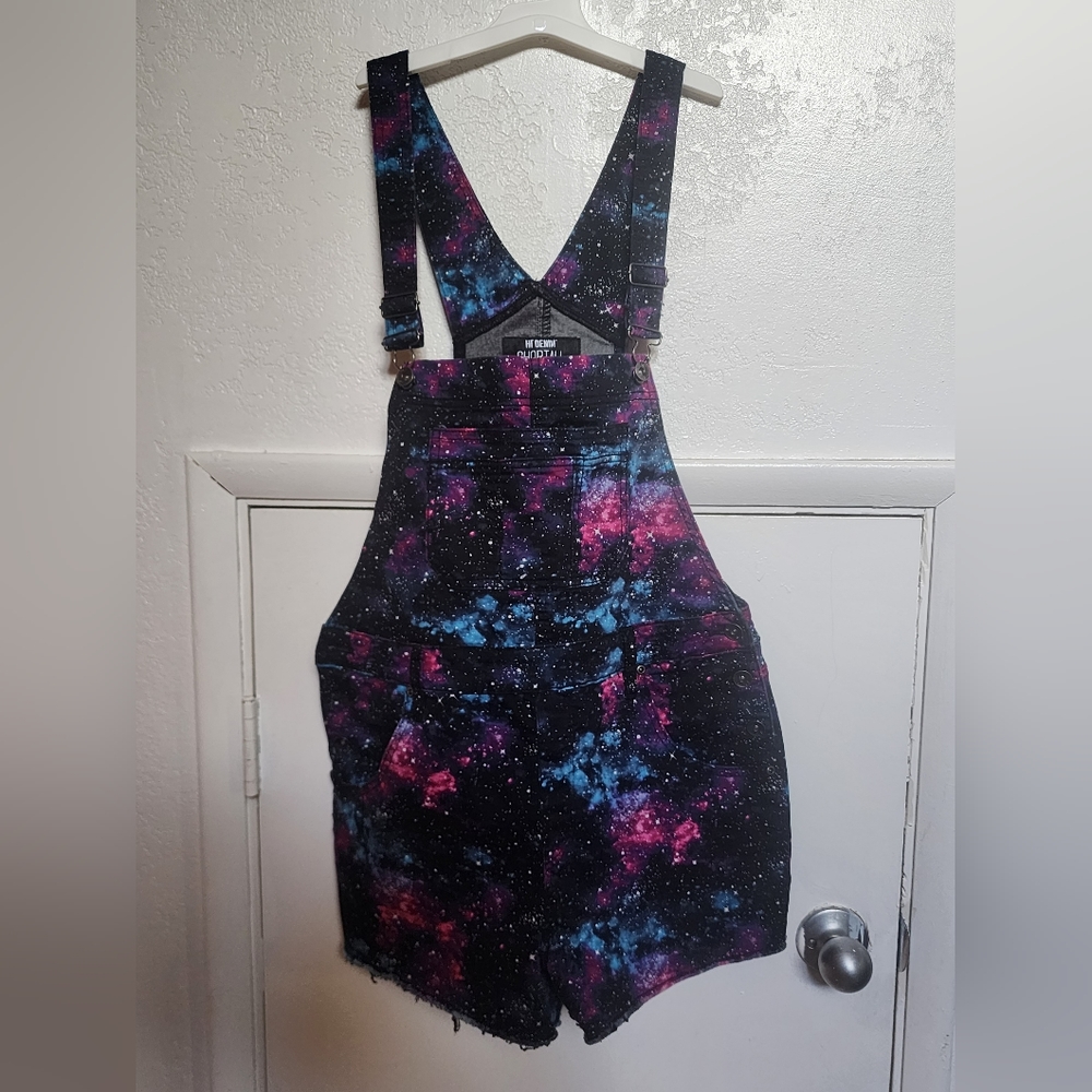 Hot Topic Denim Galaxy Jumpsuit Size Large